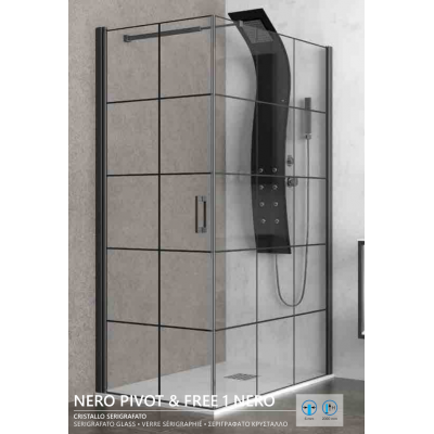 Karag Nero Pivot Free 1 Μαύρη Καμπίνα Ντουζιέρας Μπάνιου με Ανοιγόμενη Πόρτα 80Χ120Χ200cm Serigrafato Nero