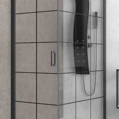 Karag Nero Pivot Free 1 Μαύρη Καμπίνα Ντουζιέρας Μπάνιου με Ανοιγόμενη Πόρτα 70Χ100Χ200cm Serigrafato Nero