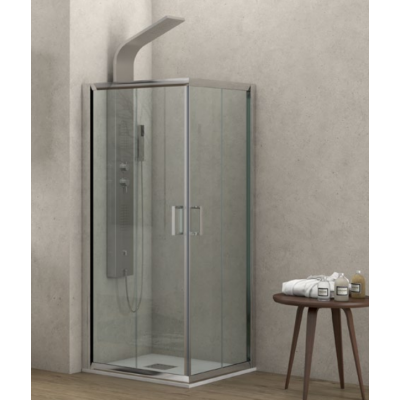 Karag New Flora 100 Καμπίνα Ντουζιέρας Μπάνιου με Συρόμενη Πόρτα 100Χ100Χ180cm Clear Glass
