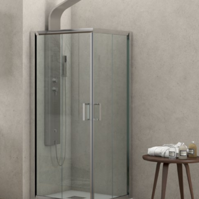 Karag New Flora 100 Καμπίνα Ντουζιέρας Μπάνιου με Συρόμενη Πόρτα 100Χ100Χ180cm Clear Glass