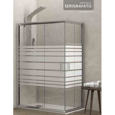 Karag New Flora 100 Καμπίνα Ντουζιέρας Μπάνιου με Συρόμενη Πόρτα 70Χ100Χ180cm Serigrafato