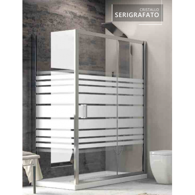 Karag New Flora 500 New SN-10 Καμπίνα Ντουζιέρας Μπάνιου με Συρόμενη Πόρτα 150Χ80Χ180cm Serigrafato