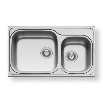 Pyramis Amaltιa Plus 2B Ένθετος Νεροχύτης Inox  86x50cm Ασημί  107132901