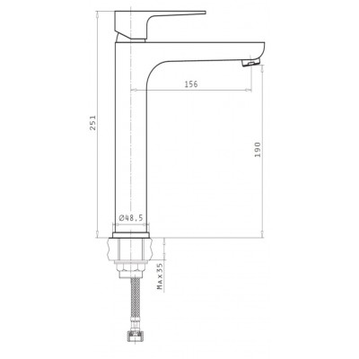Pyramis Majesta XL Αναμεικτική Μπαταρία Νιπτήρα Ψηλή Ασημί 090924701