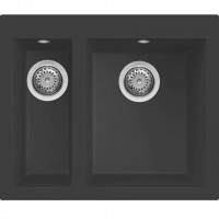 Elleci Quadra 150 Granitek Ένθετος Νεροχύτης από Συνθετικό Γρανίτη 59x50cm Nero Metal