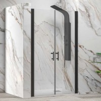 Karag S 28 Sallon Nero Διαχωριστικό Ντουζιέρας με Ανοιγόμενη Πόρτα 100x200cm Clear Glass