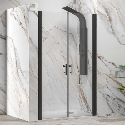 Karag S 28 Sallon Nero Διαχωριστικό Ντουζιέρας με Ανοιγόμενη Πόρτα 75x200cm Clear Glass