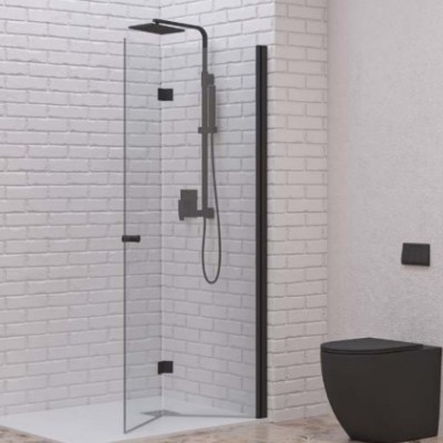 Karag S 7 Nero Διαχωριστικό Ντουζιέρας Μαύρο με Πτυσσόμενη Πόρτα 70x200cm Clear Glass