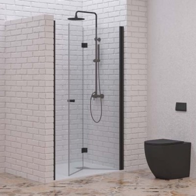 1 Karag S 7 Porta Nero Διαχωριστικό Ντουζιέρας με Ανακλινόμενη Πόρτα Μαύρη 70x200cm Clear Glass
