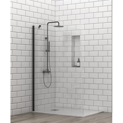 Karag S 28F Διαχωριστικό Ντουζιέρας Μαύρο 100x200cm Clear Glass Nero