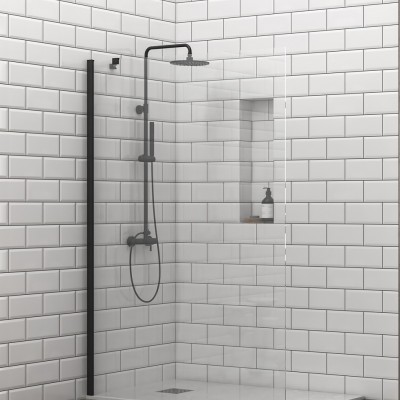 Karag S 28F Διαχωριστικό Ντουζιέρας Μαύρο 70x200cm Clear Glass Nero
