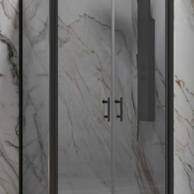Karag S 28 Sallon Nero S-10P Μαύρη Καμπίνα Ντουζιέρας Μπάνιου με Ανοιγόμενη Πόρτα 105Χ70Χ200cm Fume