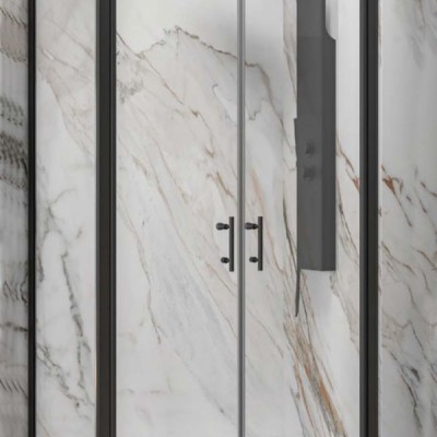Karag S 28 Sallon Nero S-10P Μαύρη Καμπίνα Ντουζιέρας Μπάνιου με Ανοιγόμενη Πόρτα 100Χ70Χ200cm Clear Glass