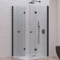 Karag S 7 Nero Μαύρη Καμπίνα Ντουζιέρας Μπάνιου με Σπαστή Πτυσσόμενη Πόρτα 60Χ60Χ200cm Clear Glass