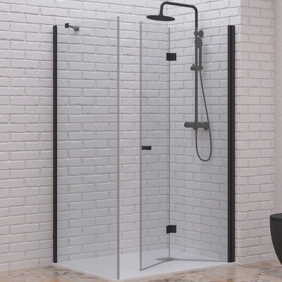 Karag S7 Black Walkin Καμπίνα Ντουζιέρας Μπάνιου με Σπαστή Πόρτα 90Χ70Χ200cm Clear Glass