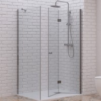 Karag S7 Chrome Walkin Καμπίνα Ντουζιέρας Μπάνιου με Σπαστή Πόρτα 90Χ110Χ200cm Clear Glass