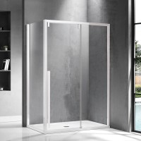 Karag Santorini 400 NR-10 Λευκή Καμπίνα Ντουζιέρας Μπάνιου με Συρόμενη Πόρτα 120x80x200cm Clear Glass White