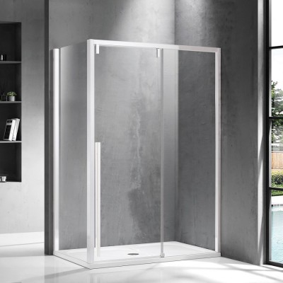 Karag Santorini 400 NR-10 Λευκή Καμπίνα Ντουζιέρας Μπάνιου με Συρόμενη Πόρτα 150x70x200cm Clear Glass White