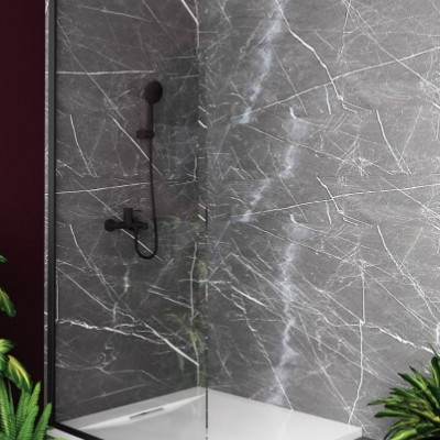 Orabella Serena Black Mat Διαχωριστικό Ντουζιέρας Μαύρο 100x185cm Clear Glass 30508