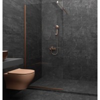 Orabella Serena Brushed Rose Gold Διαχωριστικό Ντουζιέρας 100x185cm Clear Glass 30557