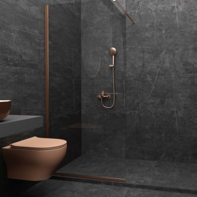 Orabella Serena Brushed Rose Gold Διαχωριστικό Ντουζιέρας 100x185cm Clear Glass 30557