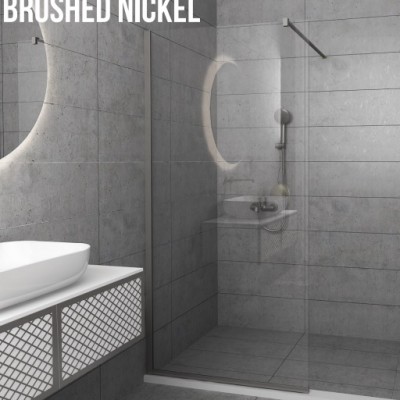 Orabella Serena Brushed Nickel Διαχωριστικό Ντουζιέρας 100x185cm Clear Glass 30772