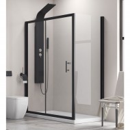 Karag Flora 500 BLACK SN-10 Μαύρη Καμπίνα Ντουζιέρας Μπάνιου με Συρόμενη Πόρτα 120Χ90Χ190cm Clear Glass