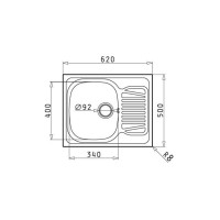 Pyramis Sparta 1B 1D Ένθετος Νεροχύτης Inox Σατινέ 62x50cm Ασημί  100125201