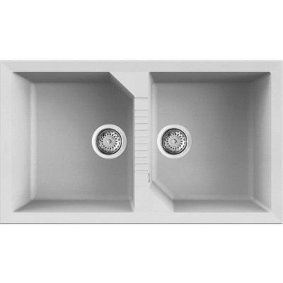 Elleci Tekno 450 Granitek Ένθετος Νεροχύτης από Συνθετικό Γρανίτη 86x50cm Bianco