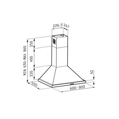 PYRAMIS ECOLINE ΤΕΤΡΑΓΩΝΗ ΚΑΜΙΝΑΔΑ 60CM  ΑΠΟΡΡΟΦΗΤΗΡΑΣ  065030801