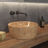 Karag Timur Επικαθήμενος Νιπτήρας Πέτρινος 40x40cm Κόκκινος