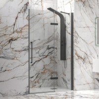 Karag Tinos 400 Black Διαχωριστικό Ντουζιέρας 100x200cm Clear Glass