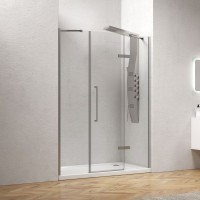 Karag Tinos 600 Chrome Καμπίνα Ντουζιέρας Μπάνιου με ανοιγόμενη πόρτα 130x200cm Clear Glass