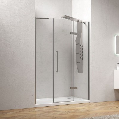 Karag Tinos 600 Chrome Καμπίνα Ντουζιέρας Μπάνιου με ανοιγόμενη πόρτα 165x200cm Clear Glass