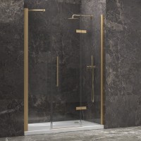 Karag Tinos 600 Gold Καμπίνα Ντουζιέρας Μπάνιου με ανοιγόμενη πόρτα 130x200cm Clear Glass