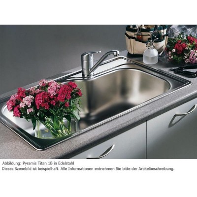 Pyramis Titan 1Β Ένθετος Νεροχύτης Inox Σατινέ 86x50cm Ασημί 100138201