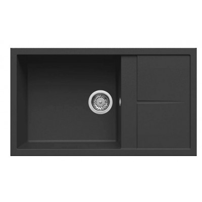 Elleci Unico 410 Granitek Ένθετος Νεροχύτης από Συνθετικό Γρανίτη 86x50cm Nero