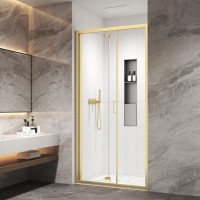 Karag Vivox 400 Oro Διαχωριστικό Ντουζιέρας με Ανακλινόμενη Σπαστή Πόρτα Χρυσή 70x200cm Clear Glass