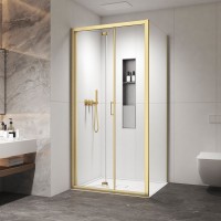 Karag Vivox 400 Oro L-3811  Χρυσή Καμπίνα Ντουζιέρας Μπάνιου με Σπαστή Πόρτα 70Χ70Χ200cm Clear Glass