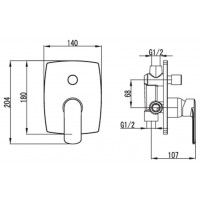 Karag Pearl VQ24328C Μίκτης Μπαταρίας Εντοιχισμού Ντουζιέρας 2 Εξόδων Chrome