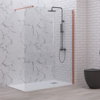 Karag Walkin 1 Διαχωριστικό Ντουζιέρας 100x200cm Clear Glass Rose Gold