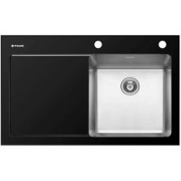 Pyramis Crystalon 1B 1D Δεξιός Ένθετος Νεροχύτης 86x53cm Μαύρος 109501830