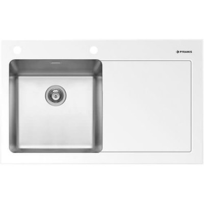 Pyramis Crystalon 1B 1D Αριστερός Ένθετος Νεροχύτης 86x53cm White 109502130