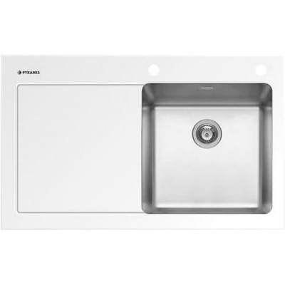 Pyramis Crystalon 1B 1D Δεξιός Ένθετος Νεροχύτης 86x53cm White 109502030