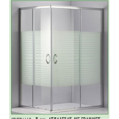 Gloria Dorita Καμπίνα Ντουζιέρας με Συρόμενη Πόρτα 100x80x185cm Stripes Chrome (66-3105)