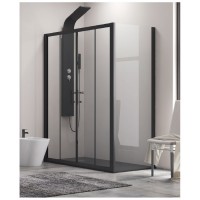 Karag Flora 600 BLACK SN-10 Μαύρη Καμπίνα Ντουζιέρας Μπάνιου με Συρόμενη Πόρτα 150Χ70Χ190cm Clear Glass