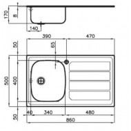Foster 1000 1186562 Ένθετος Νεροχύτης Inox 86x50cm Ασημί Δεξιά Ποδιά