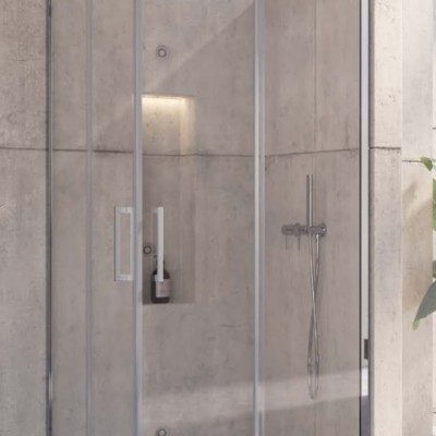 Karag Inox 100 Καμπίνα Ντουζιέρας Μπάνιου με Συρόμενη Πόρτα 100Χ100Χ190cm Clear Glass Inox