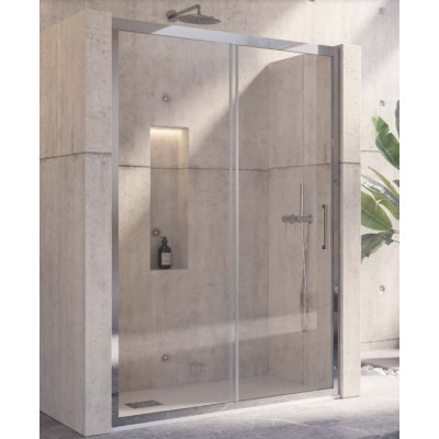 Karag Inox 400 Καμπίνα Ντουζιέρας Μπάνιου Ευθεία με Συρόμενη Πόρτα 130x190cm Clear Glass