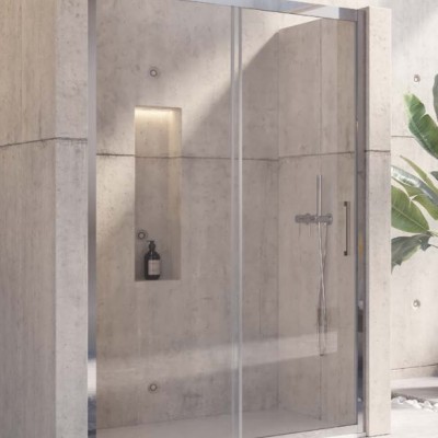 Karag Inox 400 Καμπίνα Ντουζιέρας Μπάνιου Ευθεία με Συρόμενη Πόρτα 100x190cm Clear Glass